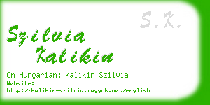 szilvia kalikin business card